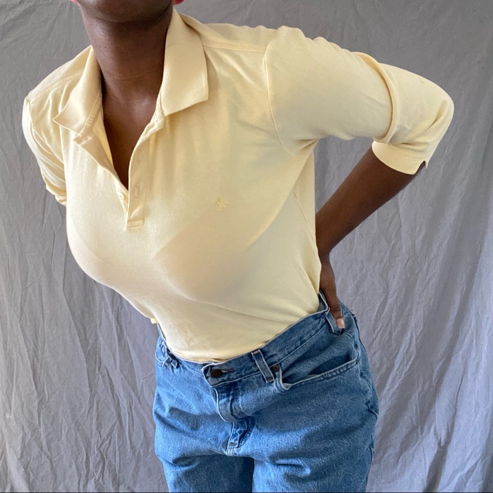Pastel Yellow Polo Ralph Lauren 3 Quarter Sleeve